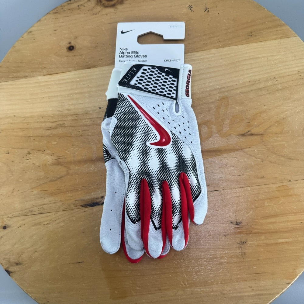 Nike Georgia Bulldogs Alpha Elite Batting Gloves Mens Size XL White Red NCAA NEW